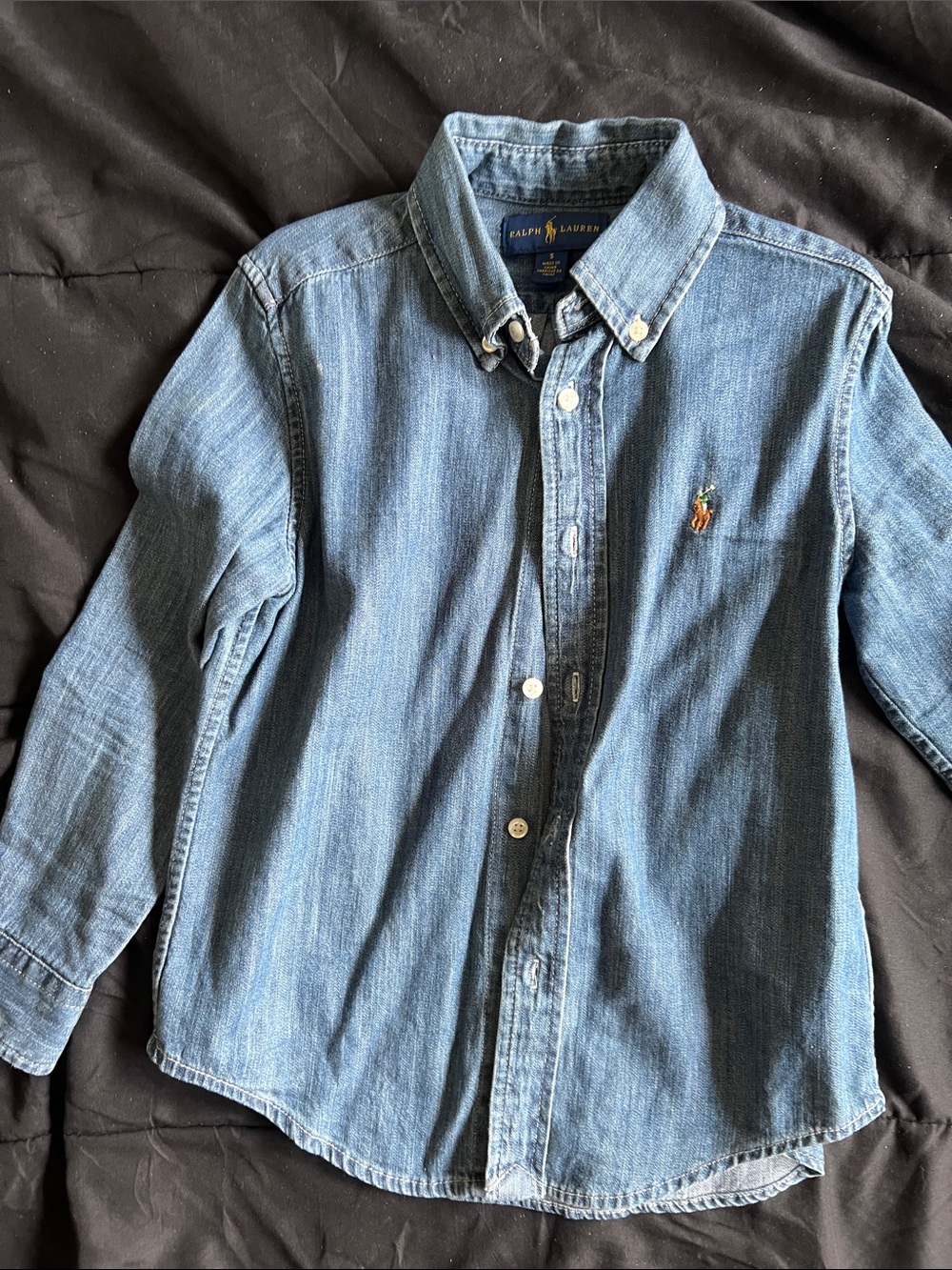 Ralph Lauren Light Blue Denim Button-Down Shirt with Polo Pony